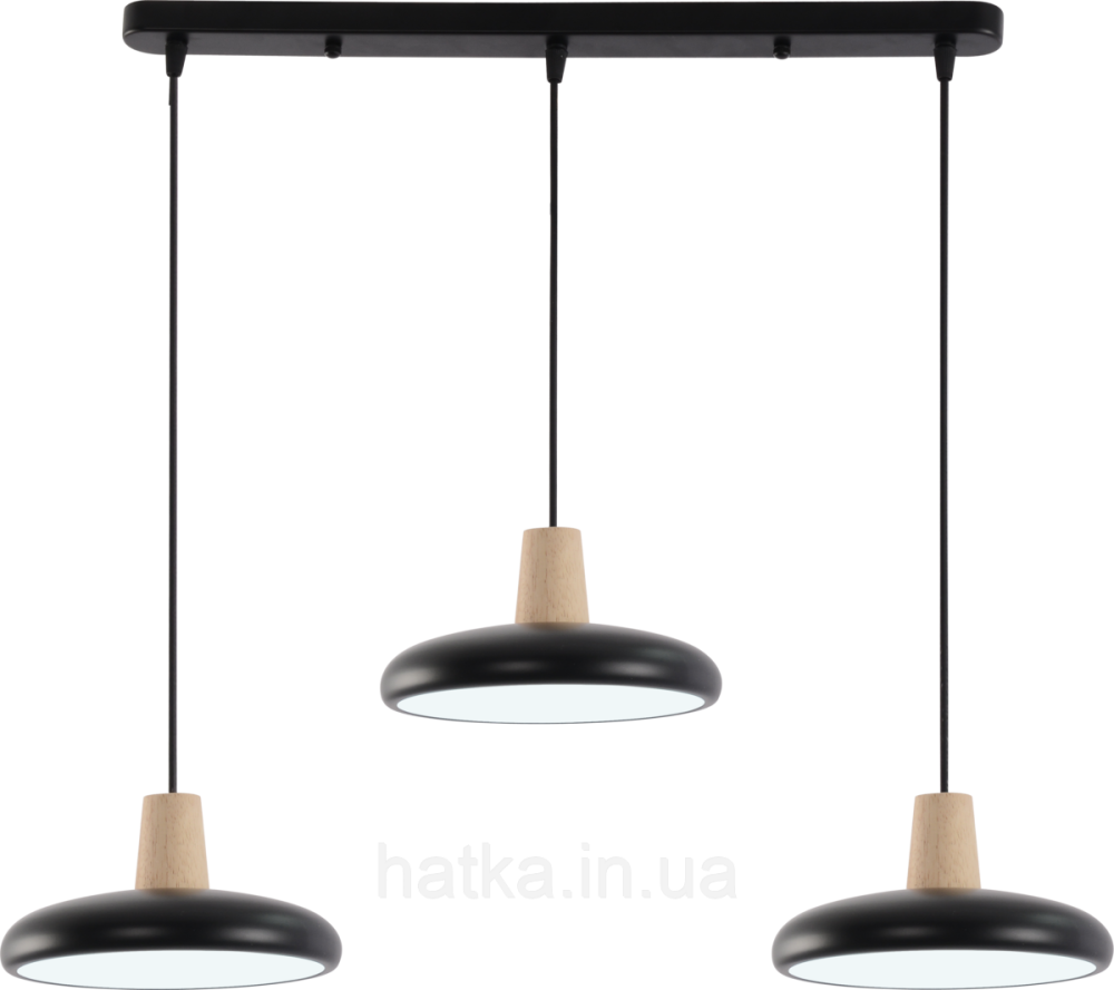 Подвесная люстра XI3342-3 черный + дерево Киев - изображение 5