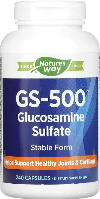 Глюкозамін для суглобів та зв'язок  Nature's Way GS-500 Glucosamine Sulfate 240 капс Київ - фото 1