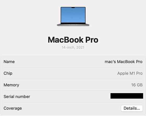 Ноутбук Новий: MacBook Pro 14 (2021) M1 Pro 16Gb 512Gb. 100%.Новий. Київ