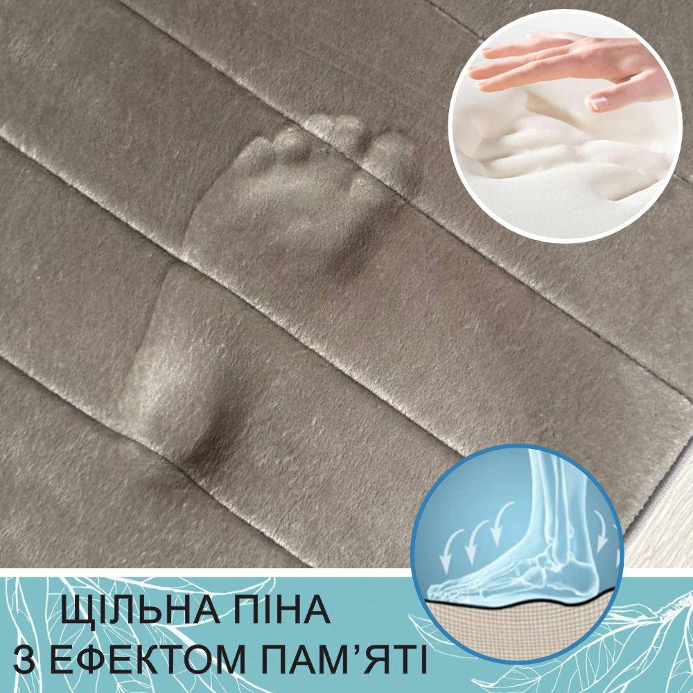 Набор 3 коврика для ванной Aquarius с эффектом памяти 50х80 см, 40х60 см, U-образный 50х50 см Темно-Бежевый в полоску Буча - изображение 13