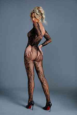 Бодістокінг Caprice Lingerie Model 10 One size Black, мереживо, відкритий доступ, довгий рукав Sex Aura Київ