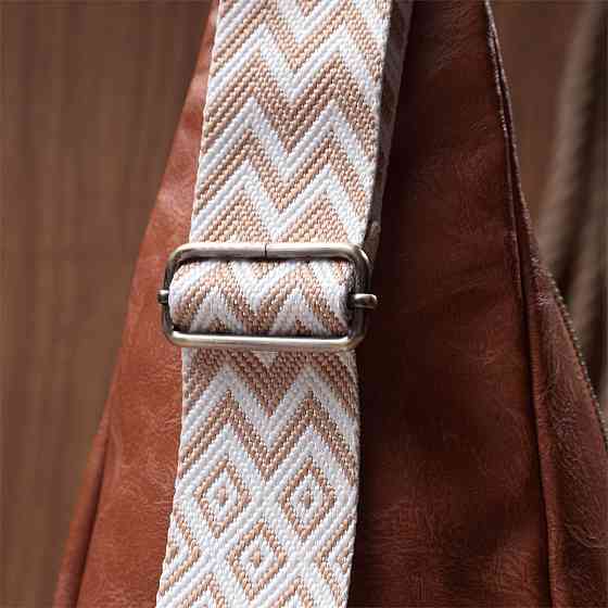 Жіноча сумка з екошкіри з акцентом на текстильну лямку Рудий (Vintage) Київ