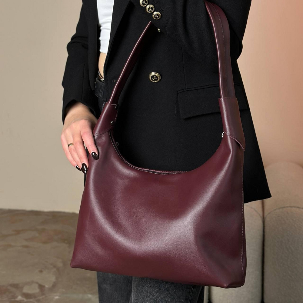 Сумка женская кожаная большая бордовая, базовая сумка, стильная сумка шопер, мяграя сумка на плечеMasterSem Киев - изображение 1