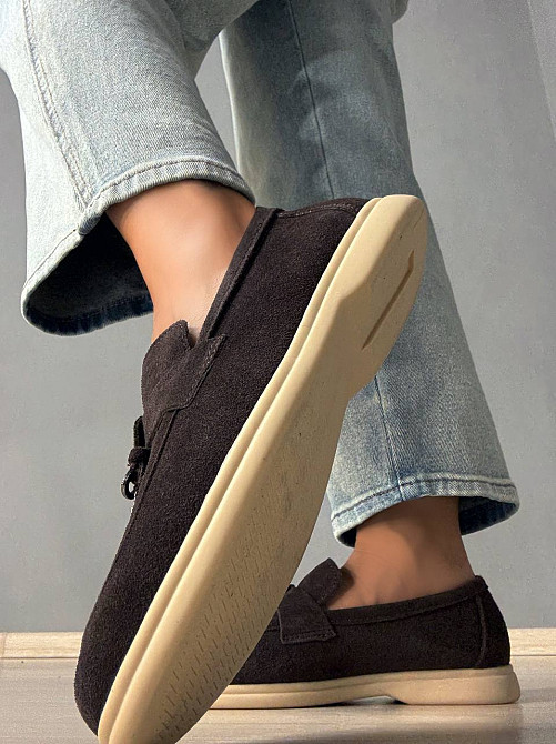 Туфлі жіночі Hengji 336-4 замшеві лофери з фурнітурою коричневі, 37, 24 см Київ - фото 3