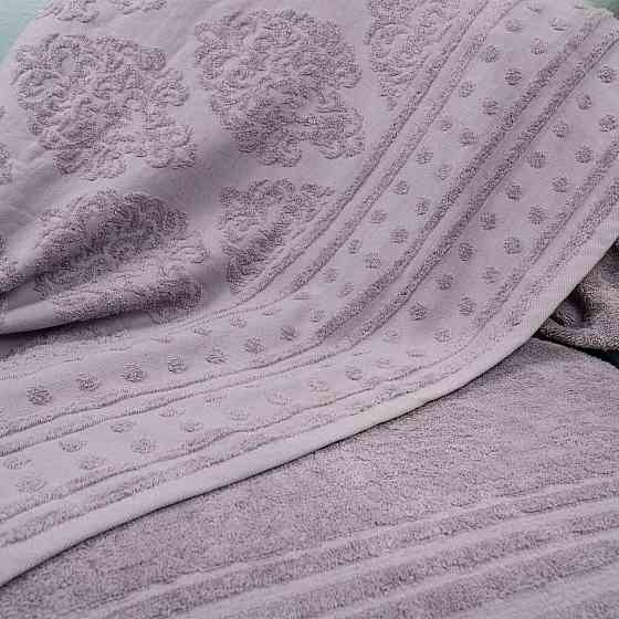 Простирадло-покривало жаккардове махрове 100% Бавовна GM TEXTILE 150x200см 400г/м2 (Світло-Лавандови Суми