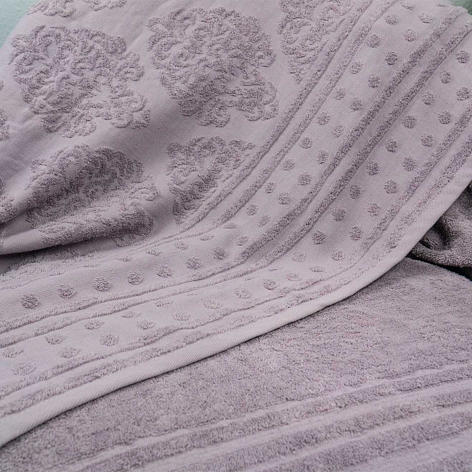 Простирадло-покривало жаккардове махрове 100% Бавовна GM TEXTILE 150x200см 400г/м2 (Світло-Лавандови Суми - фото 4