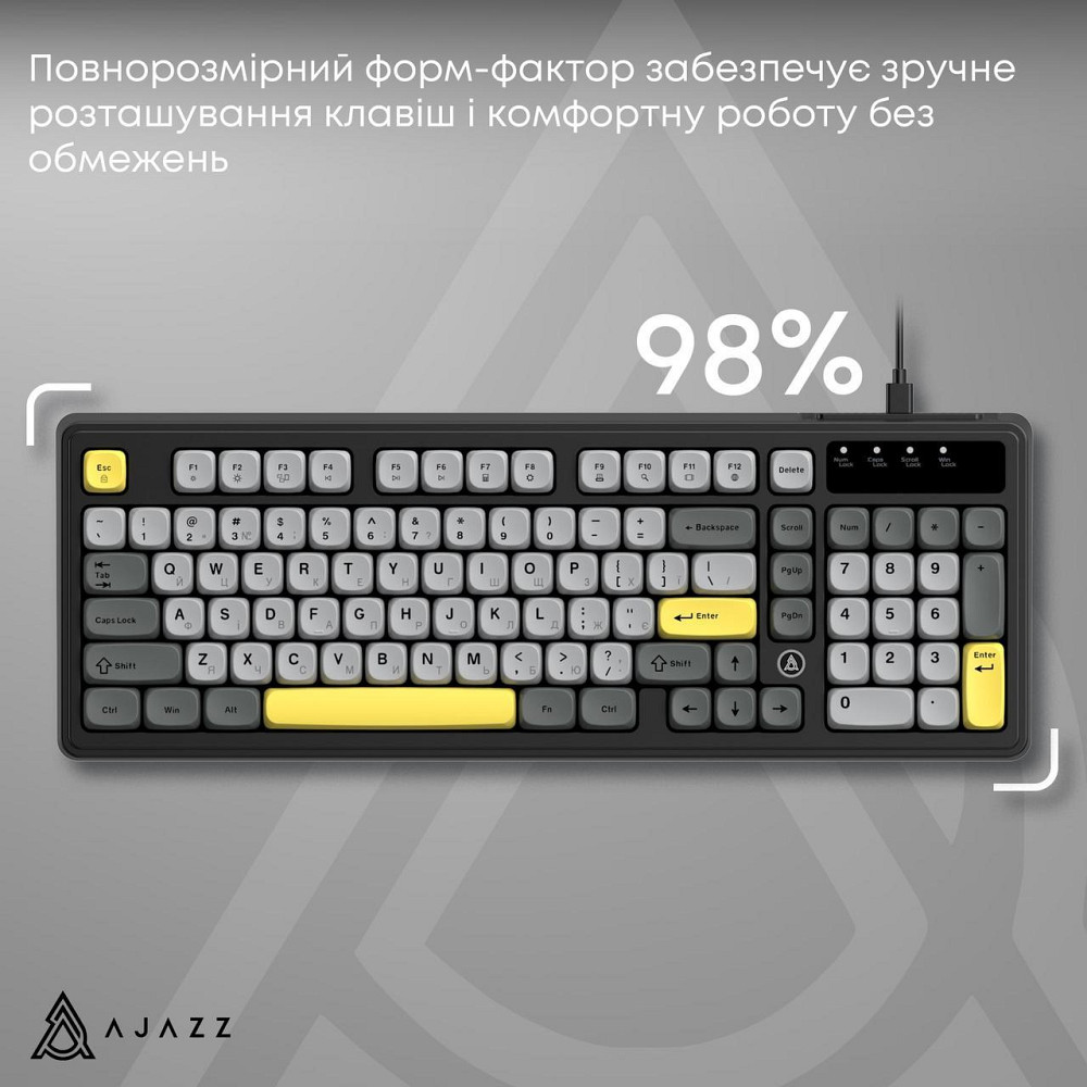 Клавіатура Ajazz AF98 Black USB-C Black Gray Yellow (AF98-BGY) ( 15846 ) Харьков - изображение 8