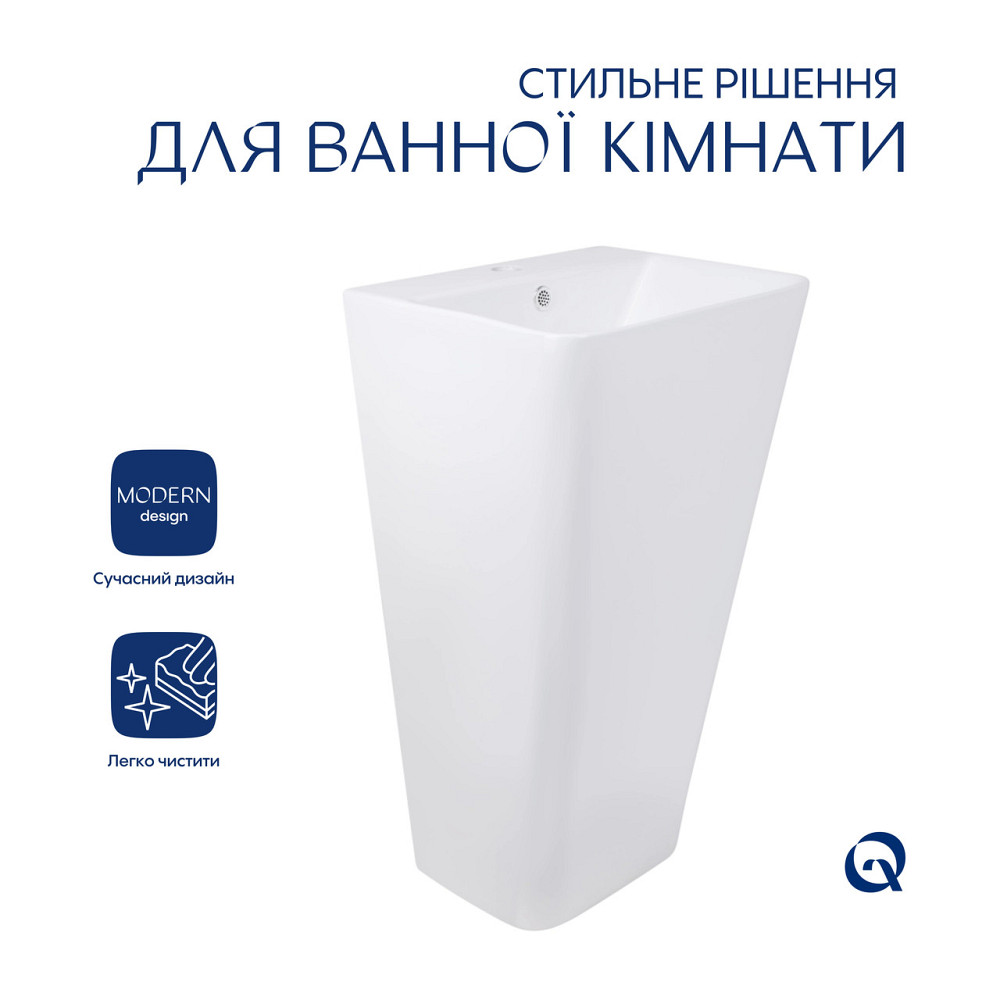 Комплект Qtap Tern: Раковина підлогова моноблок 440х380х830 мм White + Донний клапан PU02O Київ - фото 4