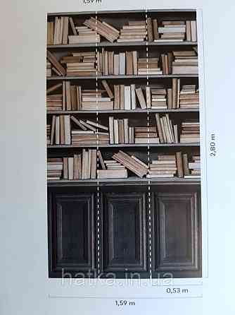 Шпалери вінілові Grandeco One roll one motif 2 A36801 панно 3д книги полиці стелажі бежеві коричневі Київ