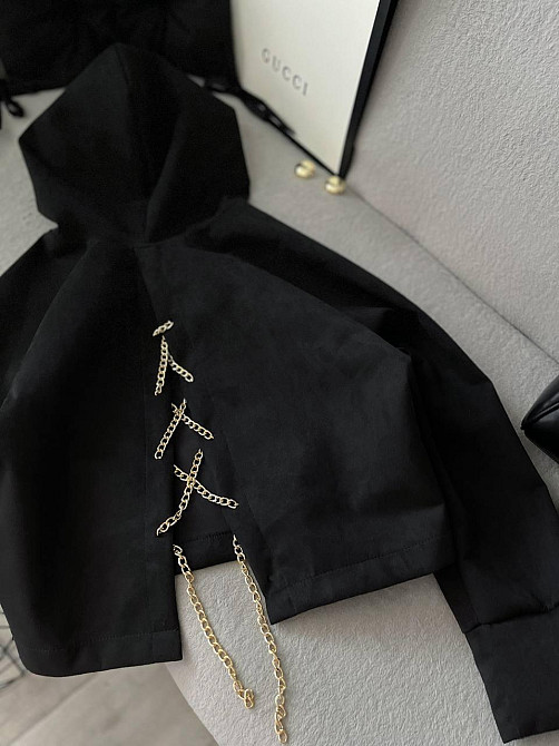 Жіночий стильний оверсайз худі з ланцюжком щільний замш на ​​дайвінгу Одеса - фото 9