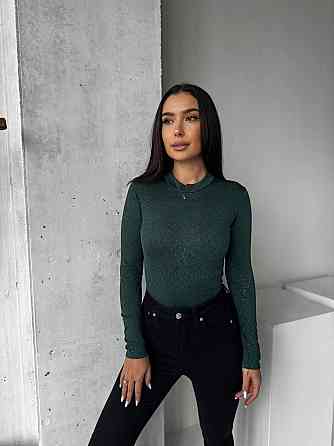 Жіночий стильний сяйний боді фукра з блискітками Зелений, 42/44 Одеса