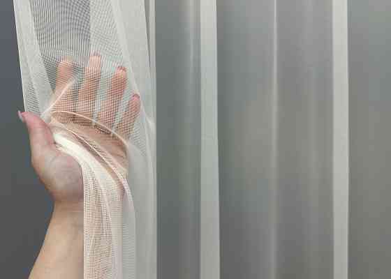 Тюль VR-Textil 1752т с принтом Париж Бежевый с белым 300х270 см (42-0784) Киев