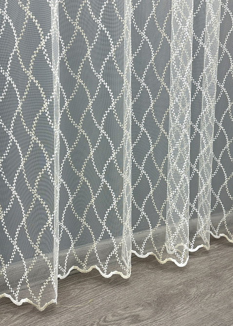 Тюль фатин с вышивкой и люрексом Цвет молочный с золотистым 1841т Киев - изображение 7