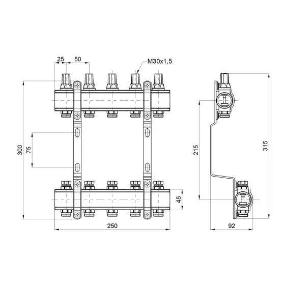 Колектор Thermo Alliance Forte 1" 5 виходів SF002W5 Київ