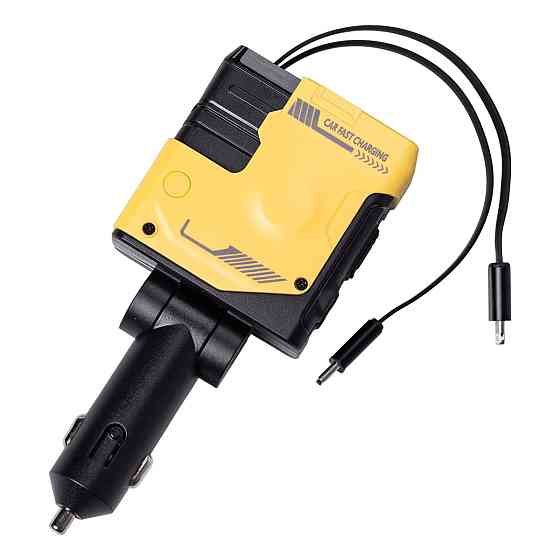 Автомобільний зарядний пристрій MECHA з висувними кабелями та портами USB/Type-C Жовтий HP-A1Y Коломия