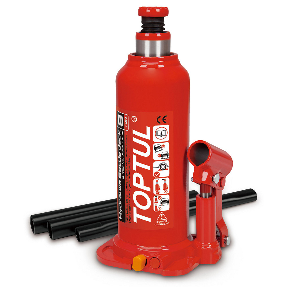 Домкрат пляшковий гідравлічний 8т 222-447 мм TOPTUL JHAB0108 Одеса - фото 1