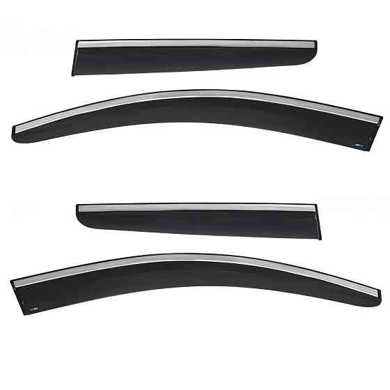 Дефлекторы окон (ветровики) с хром полоской Nissan Qashqai 2007-2014, 4шт, SunPlex, на скотче Киев