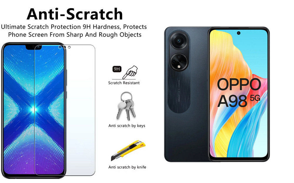 Защитное стекло NeoGlass для OPPO A98 5G – ультрапрозрачное и устойчивое Киев - изображение 1