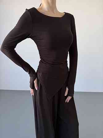 Жіночий базовий костюм-двійка: лонгслів і штани турецький трикотаж віскоза Шоколадний, 44/46 Одеса