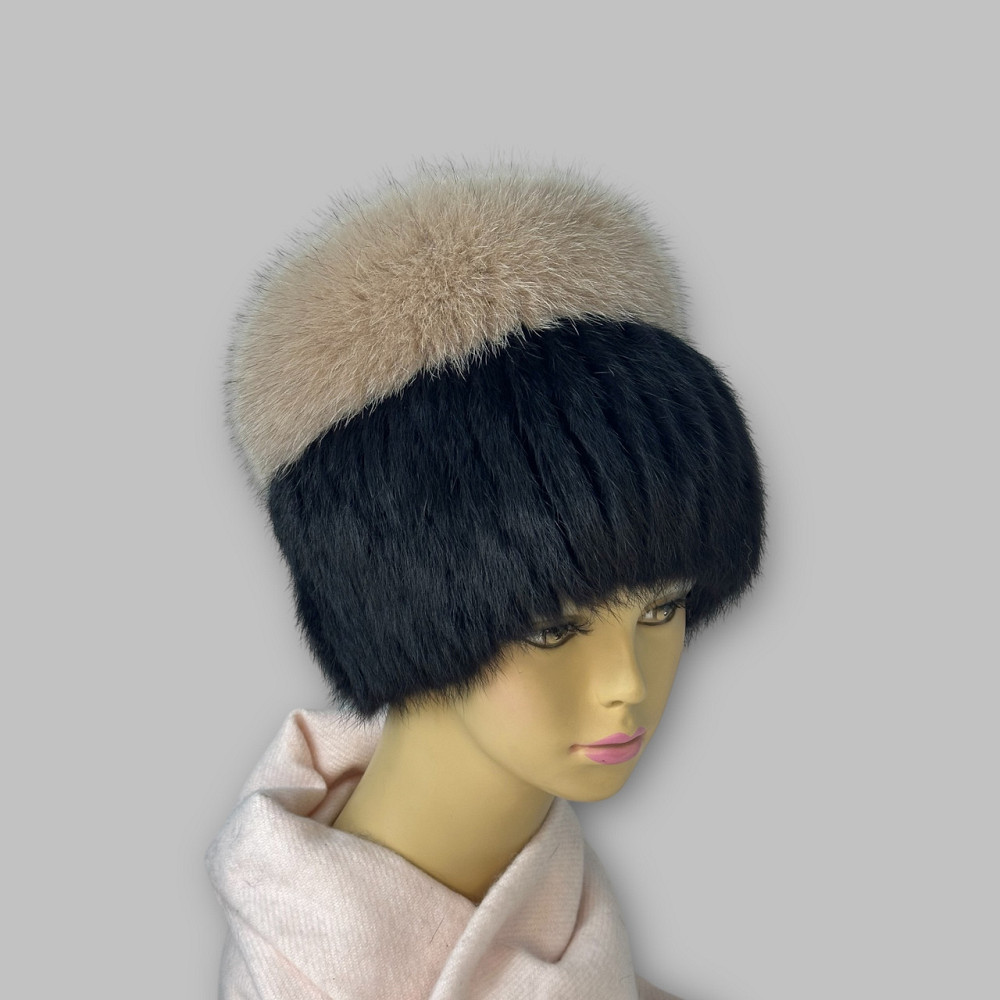 Меховая шапка женская Мерлин Черный Харьков - изображение 3