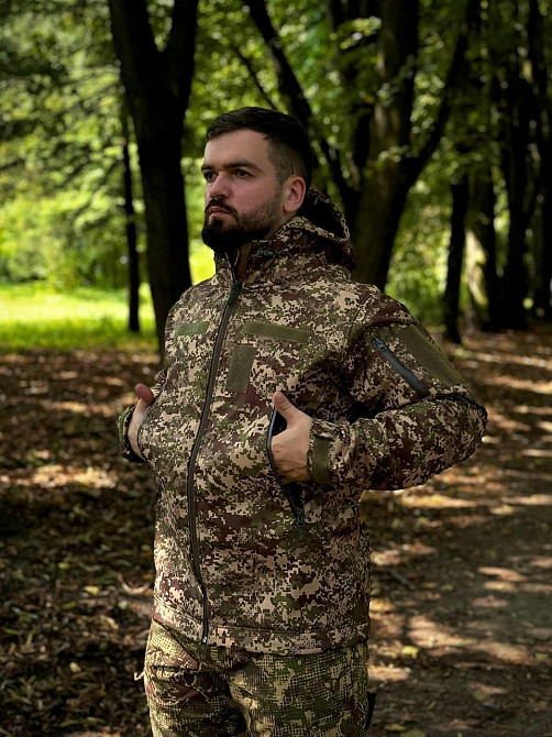 Тактическая мужская демисезонная куртка Soft Shell хищник, военная демисезонная куртка для ВСУ Львов - изображение 8