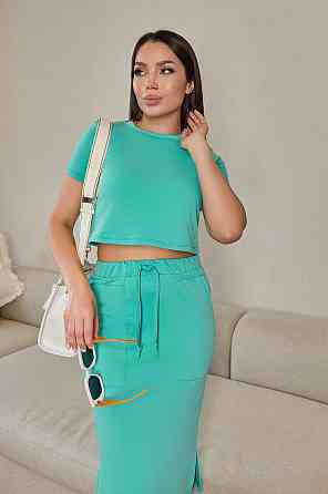 Жіночий літній костюм зі спідницею міді "Sunstyle" оптом | Батал М'ятний, 50-52 Київ