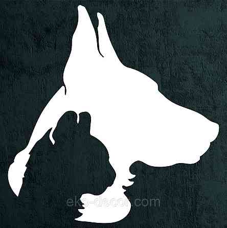 Декоративное настенное Панно «Силуэт кот пес», Декор на стену 50*48 см, Белый Киев