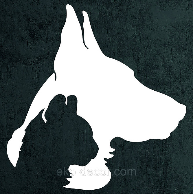 Декоративное настенное Панно «Силуэт кот пес», Декор на стену 50*48 см, Белый Киев - изображение 4