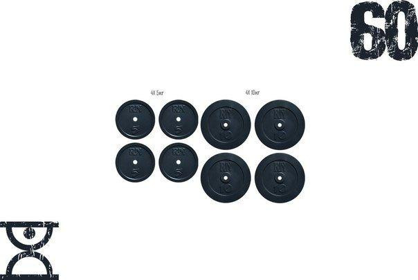 Набір блінів 60 кг (4x5 і 4x10) на гриф 25,30,50 мм Гантелі, гирі, штанги та диски граниліт пофарбований Київ - фото 1
