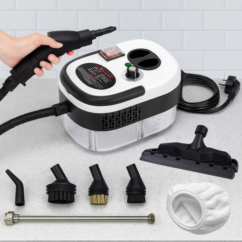 Портативный пароочиститель для дома, 2500Вт, 1,2л + 7 насадок / Парогенератор для уборки / Паровой очиститель Киев - изображение 1