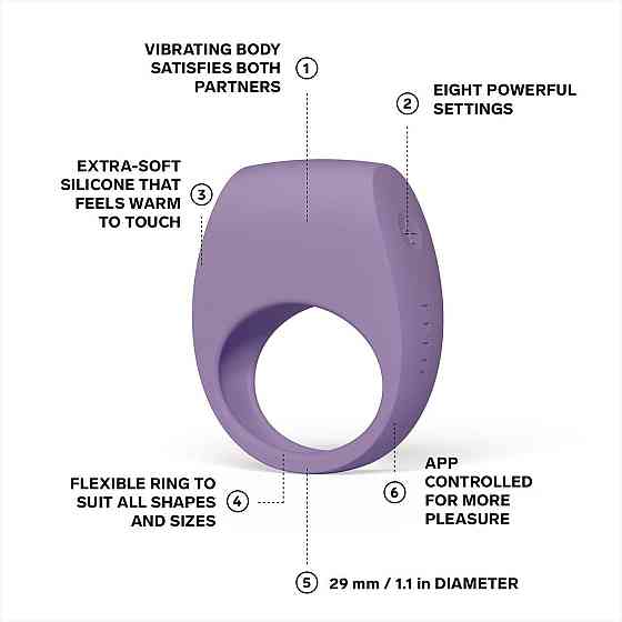 Ерекційне кільце з вібрацією LELO Tor 3 Violet Dusk, керування зі смартфона Sex Aura Київ