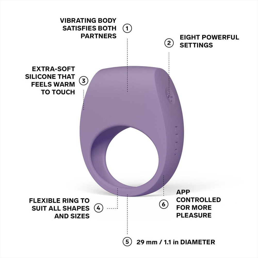 Ерекційне кільце з вібрацією LELO Tor 3 Violet Dusk, керування зі смартфона Sex Aura Київ - фото 2