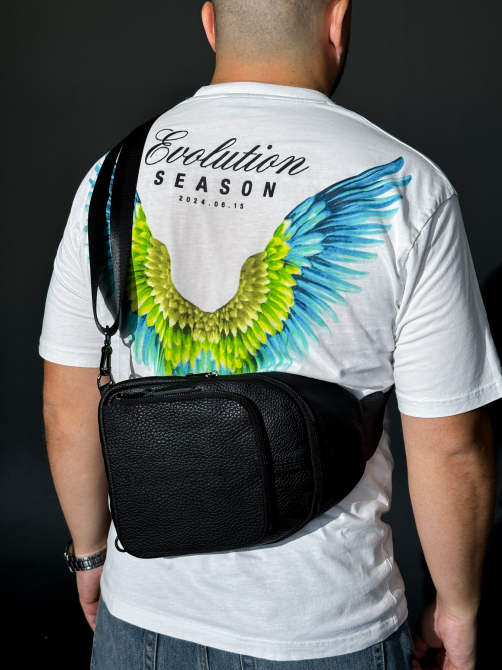 Слінг із натуральної шкіри, сумка через плече шкіряна SKILL (Чорна) Суми - фото 4