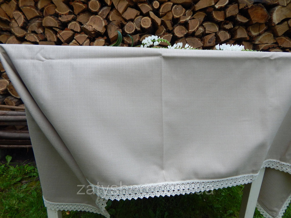 Серая скатерть с ажуром на большой стол Киев - изображение 7