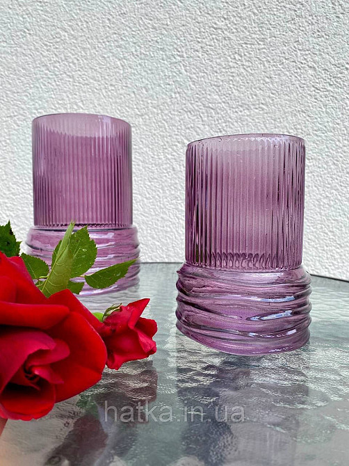 Ваза скляна 14*14*20 см "Біг-Плей" рожеве товсте скло Київ - фото 4