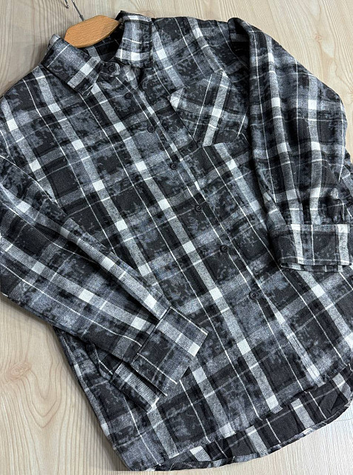 Сорочка жіноча YZY 7765 в клітинку оверсайз широка варена, чорний, one size Київ - фото 14