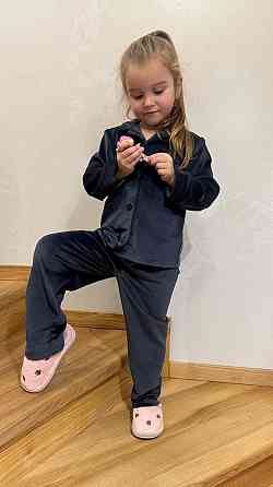 Дитяча велюрова тепла піжама одна кишеня Графітовий ч/к122-128 Харків