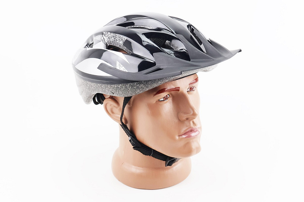 Шолом велосипедний M (54-57 см) знімний козирок, 12 вент. отворів, чорний MJ-004 Київ - фото 1