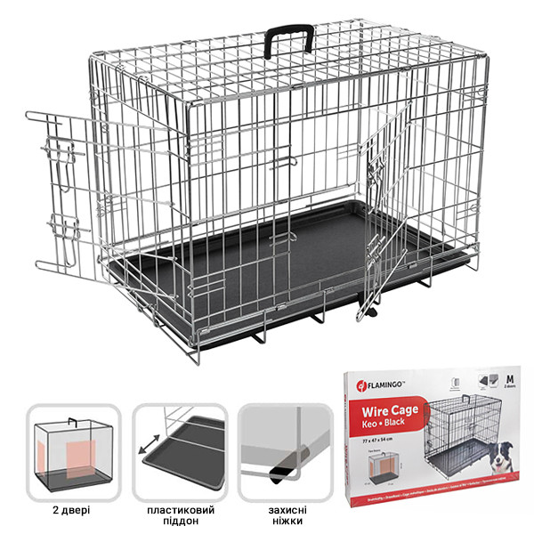 Flamingo Wire Cage Keo Silver ФЛАМІНГО КЕО СІЛЬВЕР КЛІТКА 2-х дверна для собак Київ - фото 1