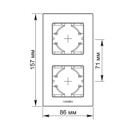 BINERA чорне скло Рамка вертикальна 2-а Videx Житомир - фото 1