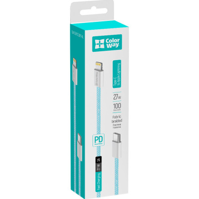 Дата кабель USB-C to Lightning 1.0m 27W blue ColorWay (CW-CBPDCL061-BL) Винница - изображение 3