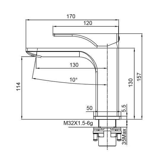 Змішувач для умивальника Koer KB-10010-01 (Колір хром) (KR3478) Київ