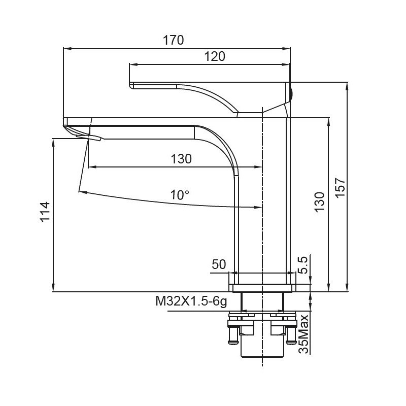 Змішувач для умивальника Koer KB-10010-01 (Колір хром) (KR3478) Київ - фото 2