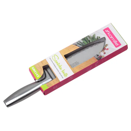 Ніж Сантоку лезо 16см/ручка 13см нержавіюча сталь з порожнистою ручкою 5142 KAMILLE Житомир - фото 5