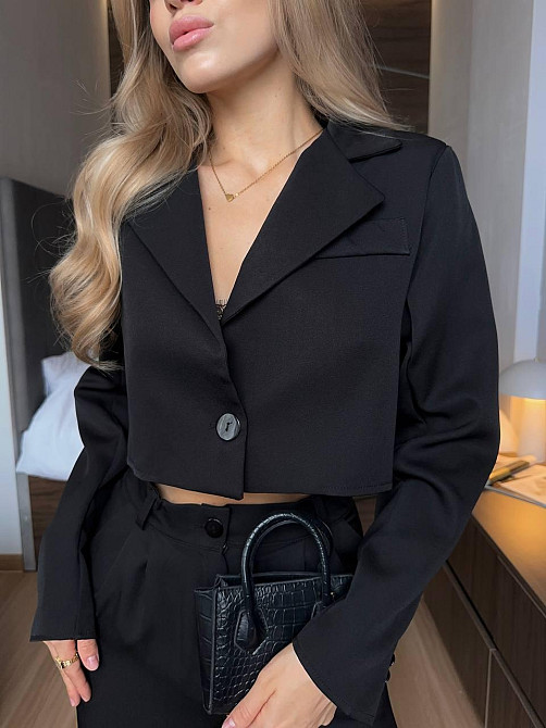 Стильный женский классический костюм из турецкой костюмки. Черный, 44/46 Одесса - изображение 4