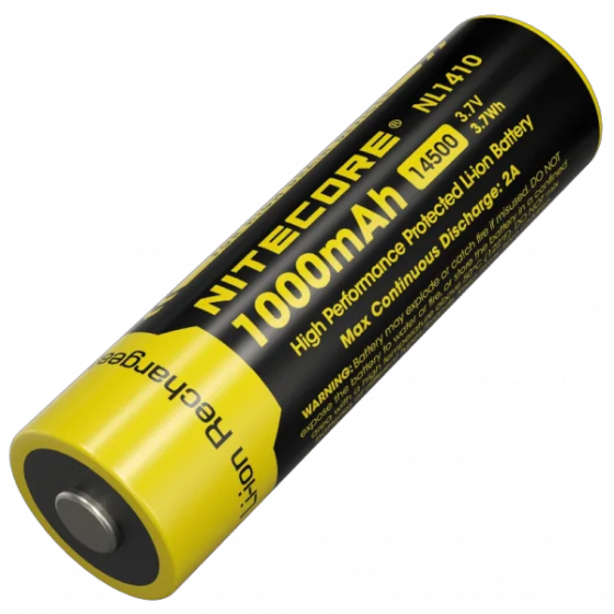 Аккумулятор защищенный Li-Ion 14500 Nitecore NL1410 1000mAh (Черно-желтый) Винница