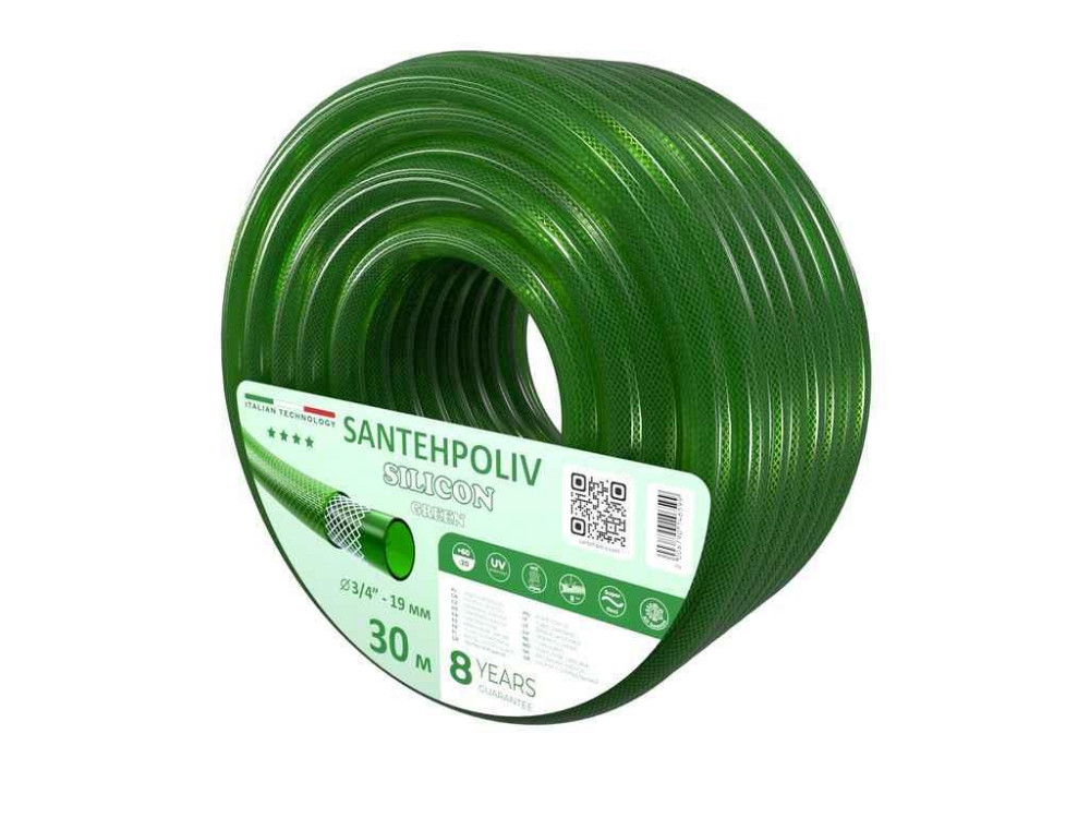 Шланг для поливу 3/4 30м SILICON GREEN (бухта) ПВХ ТМ SANTEHPOLIV Київ - фото 1