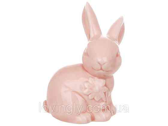 Декоративная фарфоровая фигурка Заяц розовый 5,8×4,7 см крупнокодний Ирпень