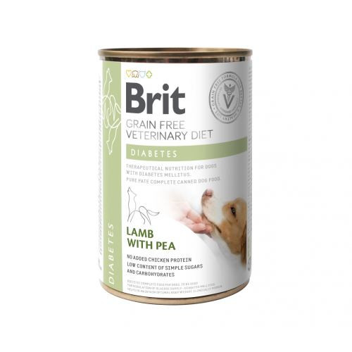 Вологий корм Brit Grain Free Veterinary Diets Diabetes для собак із цукровим діабетом з ягням та зеленим горошком 400 г Київ - фото 1