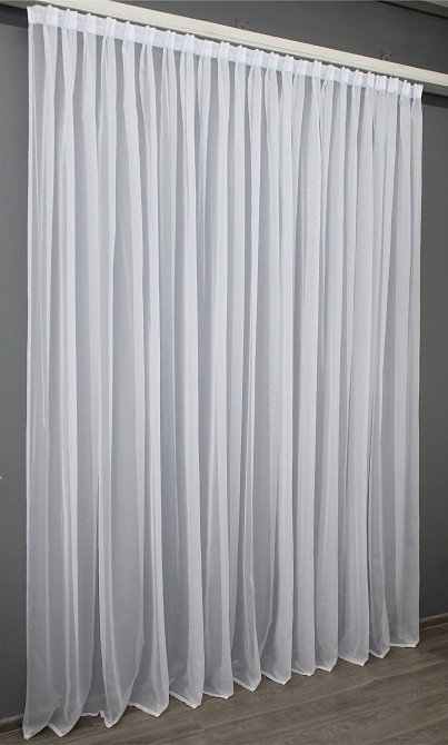 Тюль с бантовой тесьмой VR-Textil н101 Шифон однотонный Белый 500х250 см (44-021) Киев - изображение 4